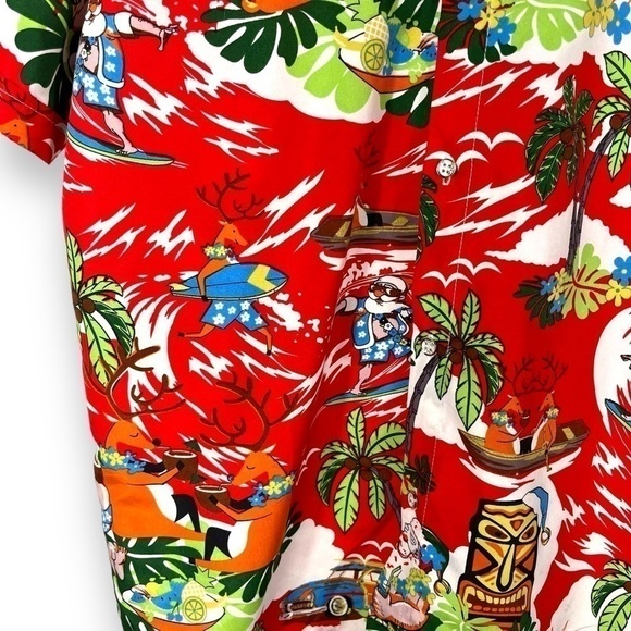 4 for $40 SALE! SSLR Christmas Paradise Hawaiian Shirt, Red Print, Size L - Picture 7 of 12